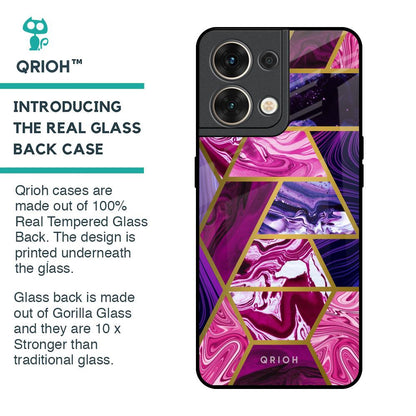 Electroplated Geometric Marble Glass Case for Oppo Reno8 5G