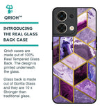 Purple Rhombus Marble Glass Case for Oppo Reno8 5G