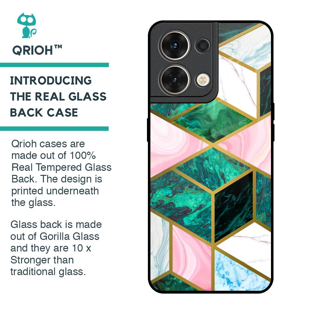 Seamless Green Marble Glass Case for Oppo Reno8 5G