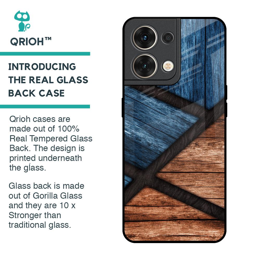 Wooden Tiles Glass Case for Oppo Reno8 5G