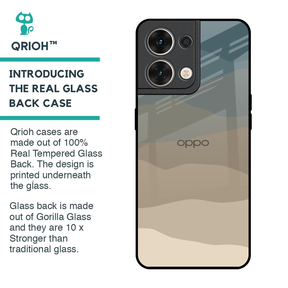 Abstract Mountain Pattern Glass Case for Oppo Reno8 5G