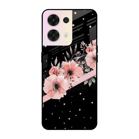 Floral Black Band Oppo Reno8 5G Glass Cases & Covers Online