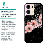 Floral Black Band Glass Case For Oppo Reno8 5G