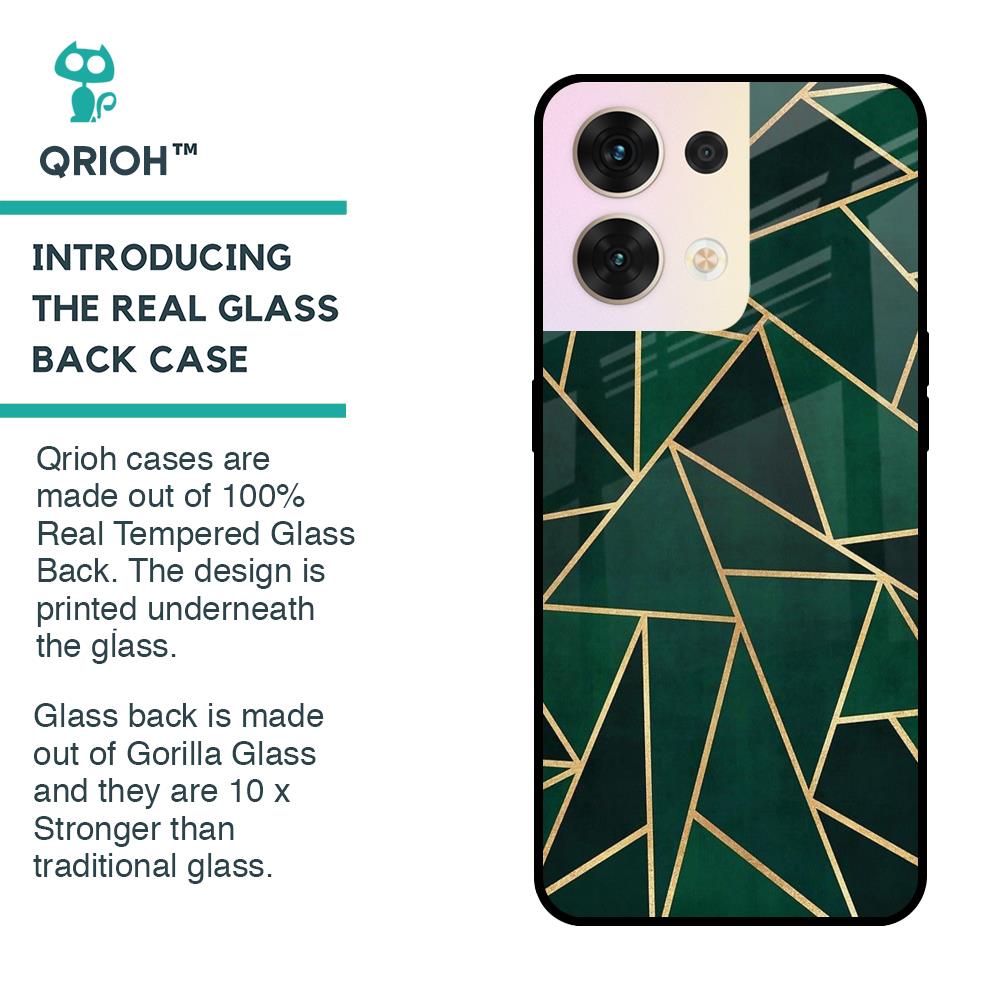 Abstract Green Glass Case For Oppo Reno8 5G