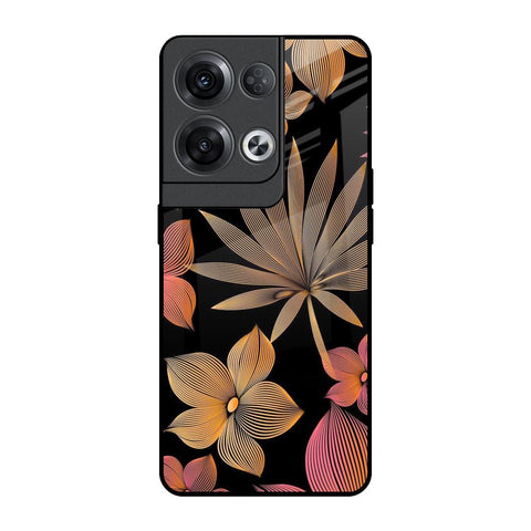 Lines Pattern Flowers Oppo Reno8 Pro 5G Glass Back Cover Online