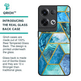 Turquoise Geometrical Marble Glass Case for Oppo Reno8 Pro 5G
