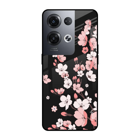 Black Cherry Blossom Oppo Reno8 Pro 5G Glass Cases & Covers Online