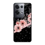 Floral Black Band Oppo Reno8 Pro 5G Glass Cases & Covers Online
