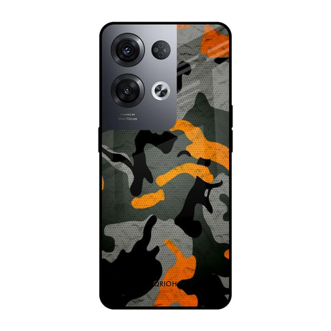 Camouflage Orange Oppo Reno8 Pro 5G Glass Cases & Covers Online