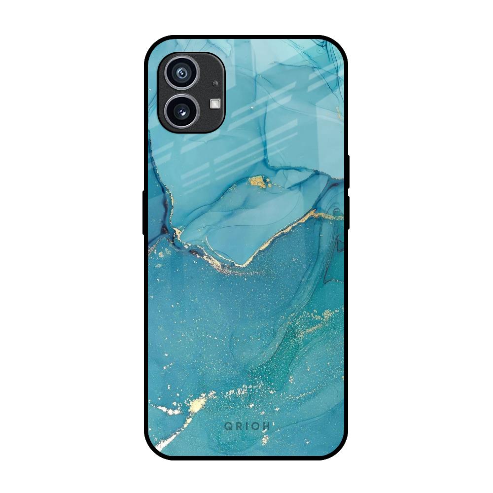 Blue Golden Glitter Nothing Phone 1 Glass Back Cover Online