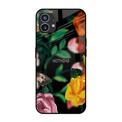 Flowers & Butterfly Nothing Phone 1 Glass Back Cover Online