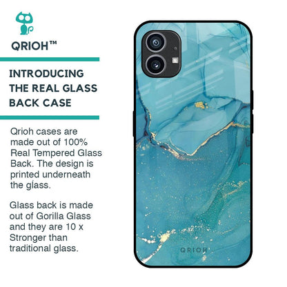 Blue Golden Glitter Glass Case for Nothing Phone 1