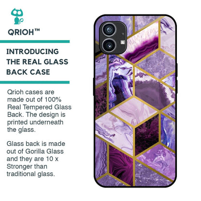 Purple Rhombus Marble Glass Case for Nothing Phone 1