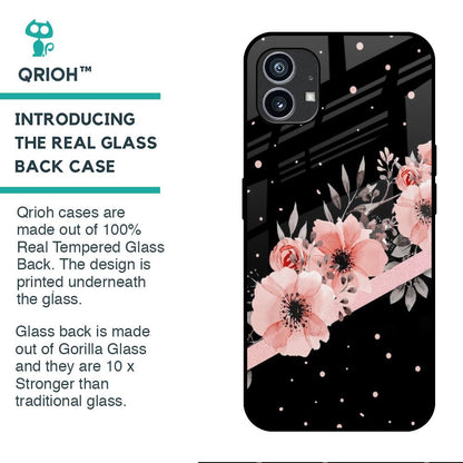 Floral Black Band Glass Case For Nothing Phone (1)