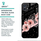 Floral Black Band Glass Case For Nothing Phone (1)