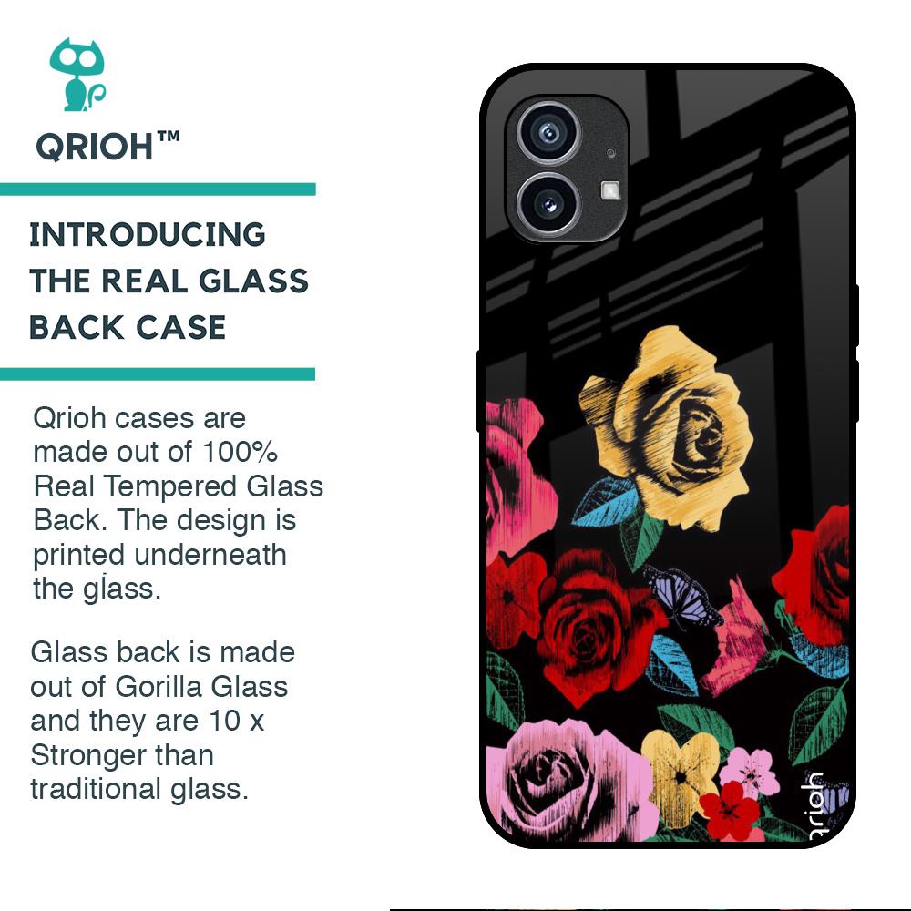 Floral Decorative Glass Case For Nothing Phone (1)