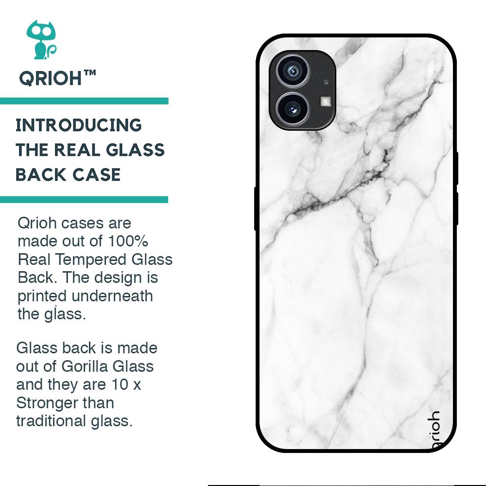 Modern White Marble Glass case for Nothing Phone (1)