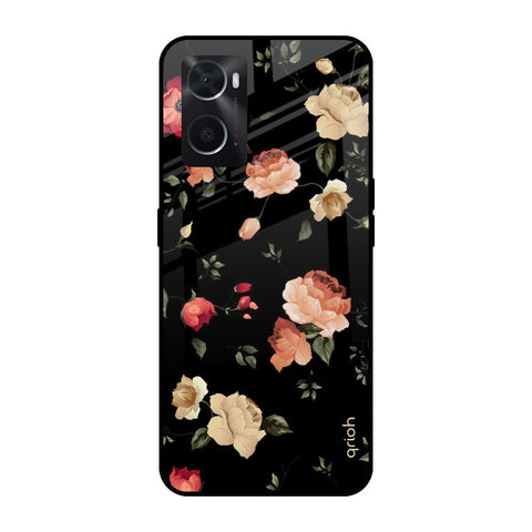 Black Spring Floral Oppo A36 Glass Cases & Covers Online