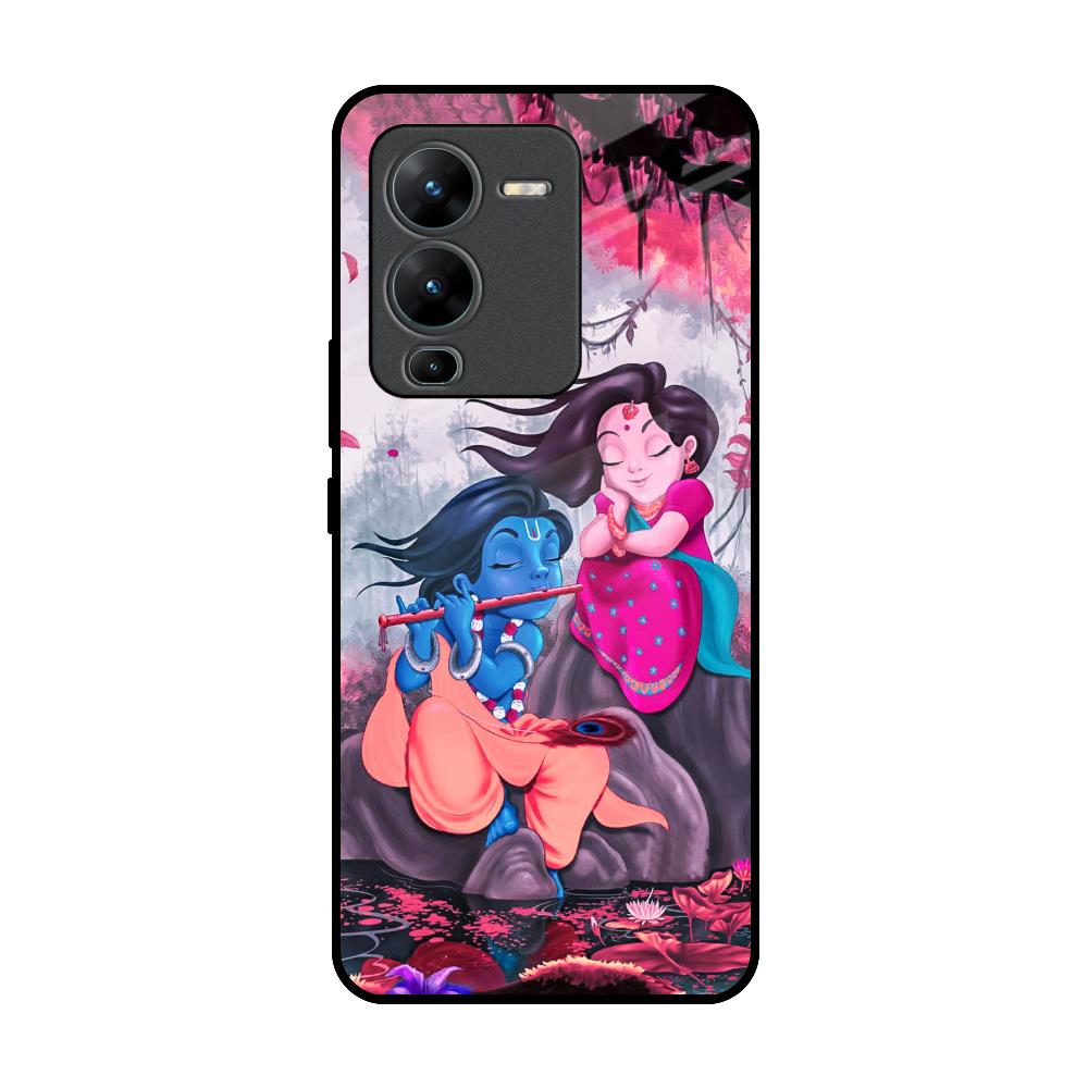 Radha Krishna Art Vivo V25 Pro Glass Back Cover Online