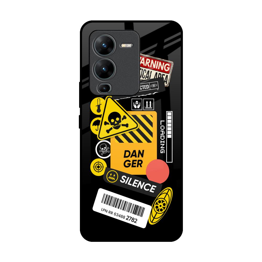 Danger Signs Vivo V25 Pro Glass Back Cover Online