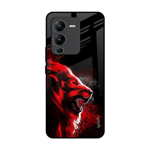 Red Angry Lion Vivo V25 Pro Glass Back Cover Online