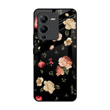Black Spring Floral Vivo V25 Pro Glass Back Cover Online