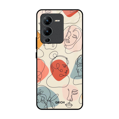 Abstract Faces Vivo V25 Pro Glass Back Cover Online