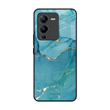 Blue Golden Glitter Vivo V25 Pro Glass Back Cover Online