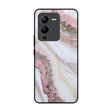 Pink & Gold Gllitter Marble Vivo V25 Pro Glass Back Cover Online