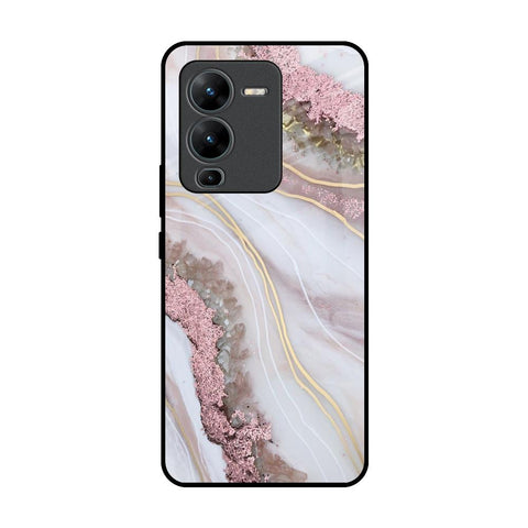 Pink & Gold Gllitter Marble Vivo V25 Pro Glass Back Cover Online