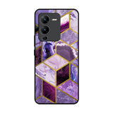 Purple Rhombus Marble Vivo V25 Pro Glass Back Cover Online