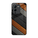 Tri Color Wood Vivo V25 Pro Glass Back Cover Online