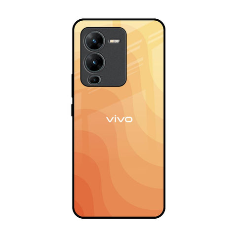 Orange Curve Pattern Vivo V25 Pro Glass Back Cover Online