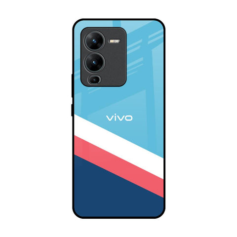 Pink & White Stripes Vivo V25 Pro Glass Back Cover Online