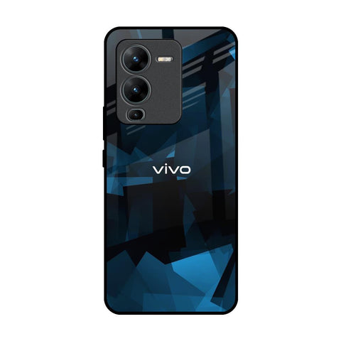 Polygonal Blue Box Vivo V25 Pro Glass Back Cover Online