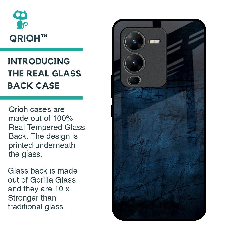 Dark Blue Grunge Glass Case for Vivo V25 Pro