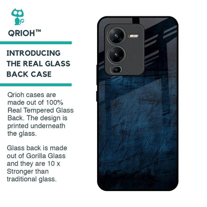 Dark Blue Grunge Glass Case for Vivo V25 Pro