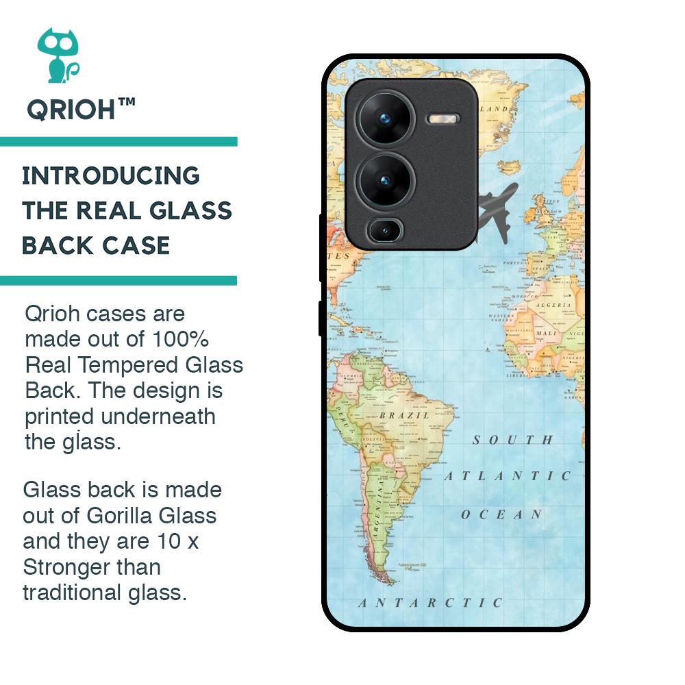 Travel Map Glass Case for Vivo V25 Pro