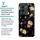 Black Spring Floral Glass Case for Vivo V25 Pro