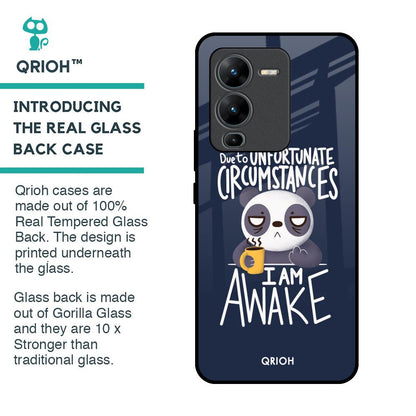 Struggling Panda Glass Case for Vivo V25 Pro