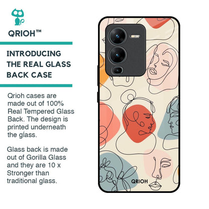 Abstract Faces Glass Case for Vivo V25 Pro