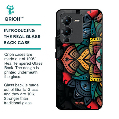 Retro Gorgeous Flower Glass Case for Vivo V25 Pro