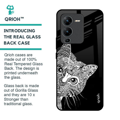 Kitten Mandala Glass Case for Vivo V25 Pro
