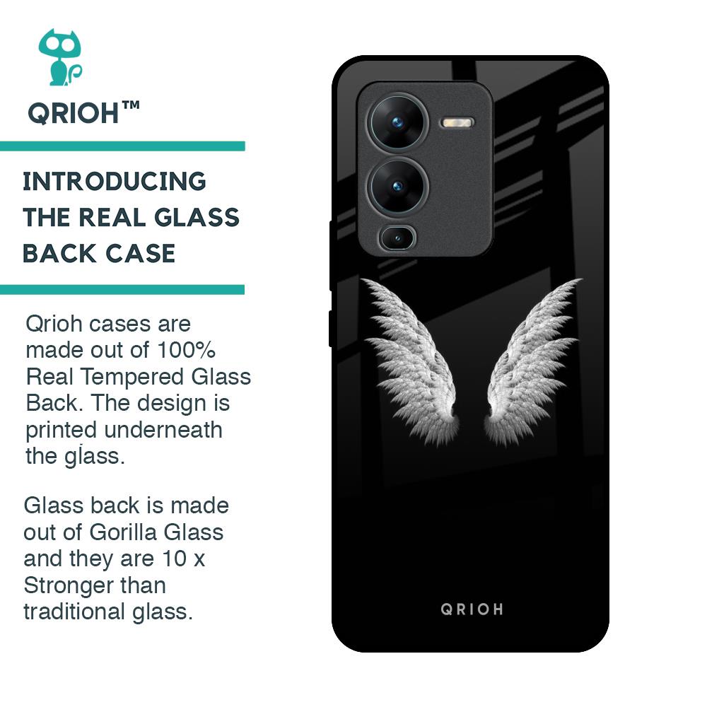 White Angel Wings Glass Case for Vivo V25 Pro