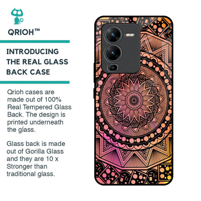 Floral Mandala Glass Case for Vivo V25 Pro