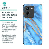Vibrant Blue Marble Glass Case for Vivo V25 Pro