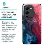Blue & Red Smoke Glass Case for Vivo V25 Pro