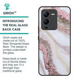 Pink & Gold Gllitter Marble Glass Case for Vivo V25 Pro