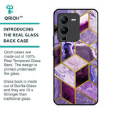 Purple Rhombus Marble Glass Case for Vivo V25 Pro