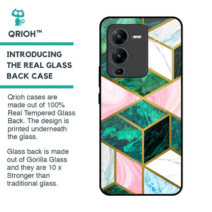Seamless Green Marble Glass Case for Vivo V25 Pro